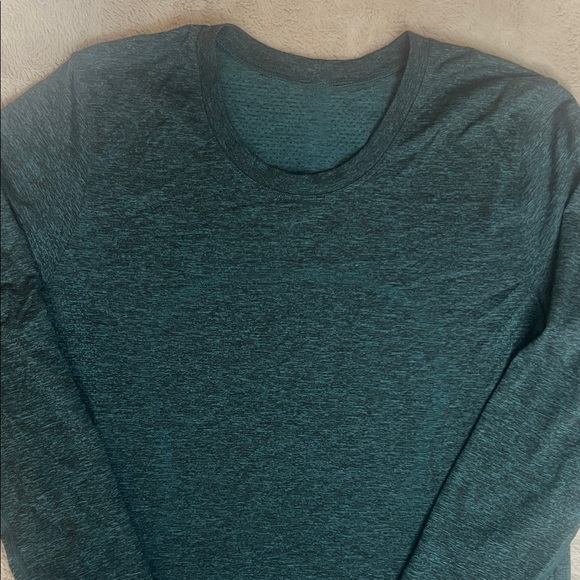 Lululemon Mens Surge Long Sleeve Shirt Teal Deep Green est sz M - Picture 2 of 11